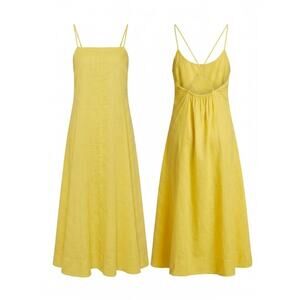 Banana Republic Yellow Cotton Midi Dress Petite S Coastal Grandma Summer Chic